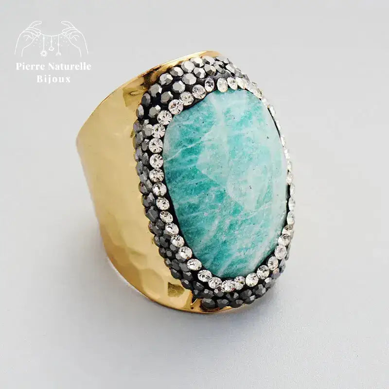 Bague en Amazonite et Cristal | Bagues | pierre naturelle bijoux