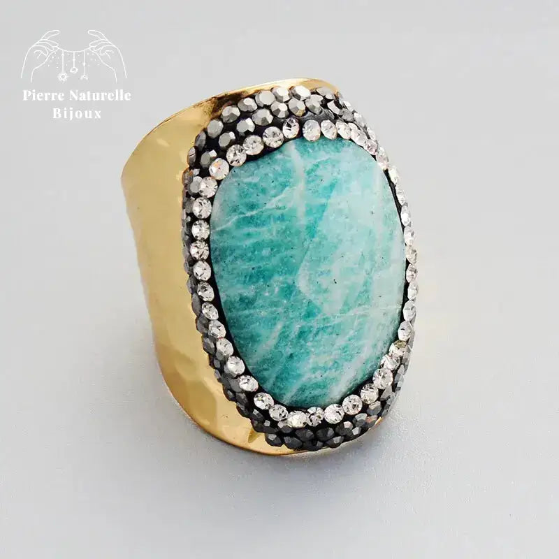 Bague en Amazonite et Cristal | Bagues | pierre naturelle bijoux