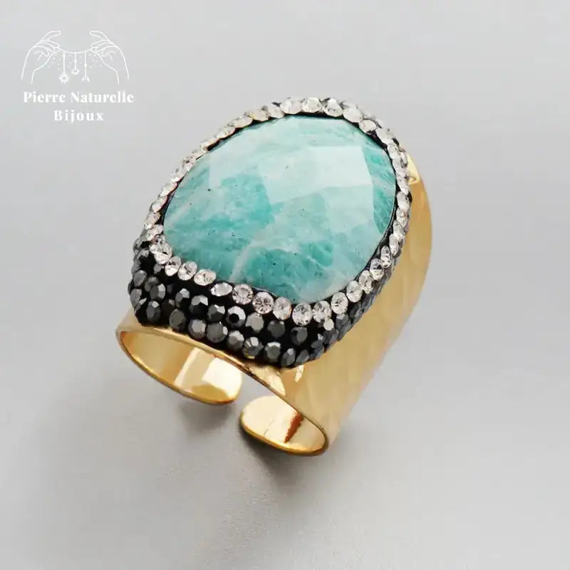Bague en Amazonite et Cristal | Bagues | pierre naturelle bijoux