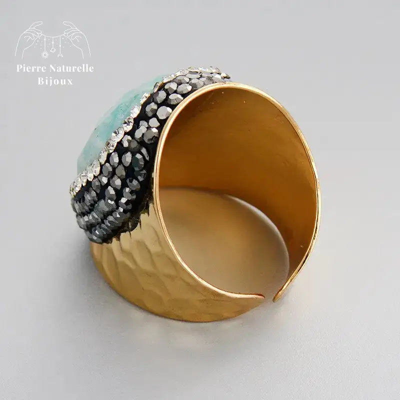 Bague en Amazonite et Cristal | Bagues | pierre naturelle bijoux