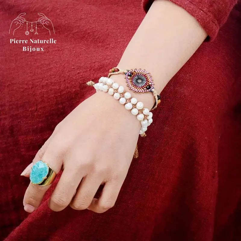 Bague "Floraison" en Amazonite | Bagues | pierre naturelle bijoux