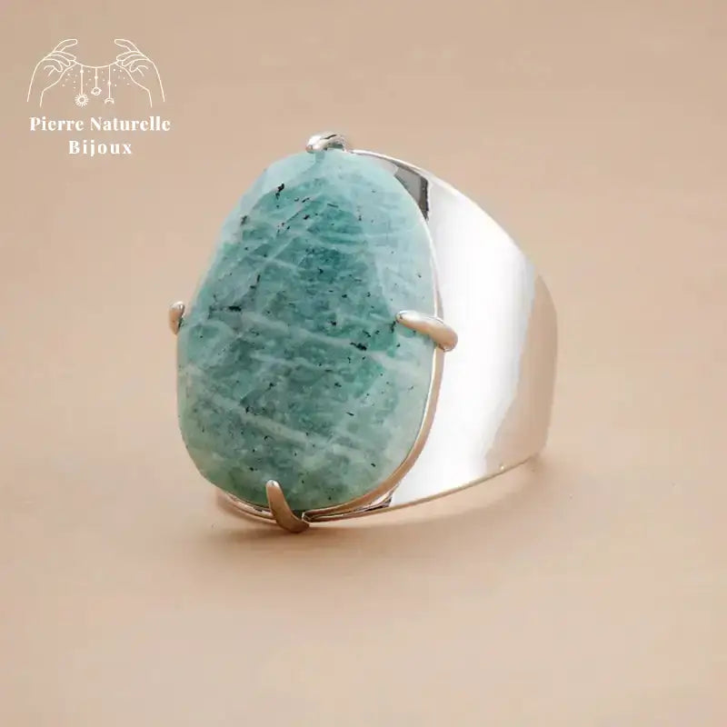 Bague argent "Floraison" en Amazonite