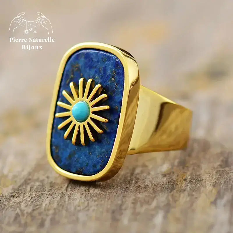 Bague "Rééquilibrage" en Apatite / Rhodonite / Lapis-lazuli | Bagues | pierre naturelle bijoux