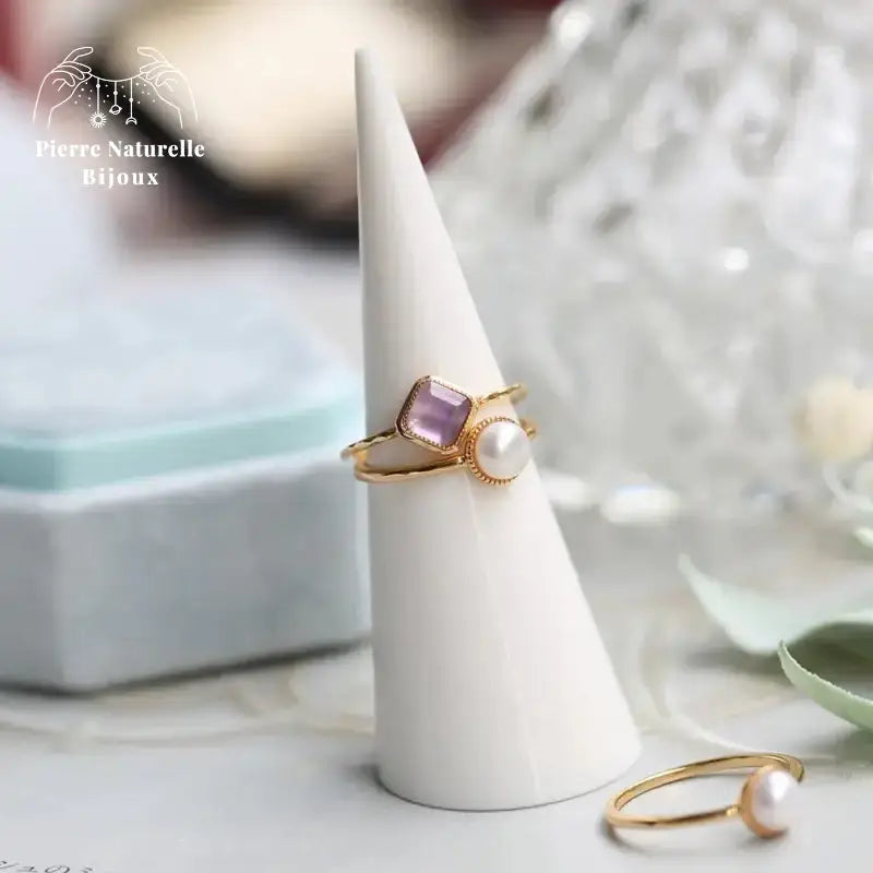 Bague en Perle d'eau douce | Bagues | pierre naturelle bijoux