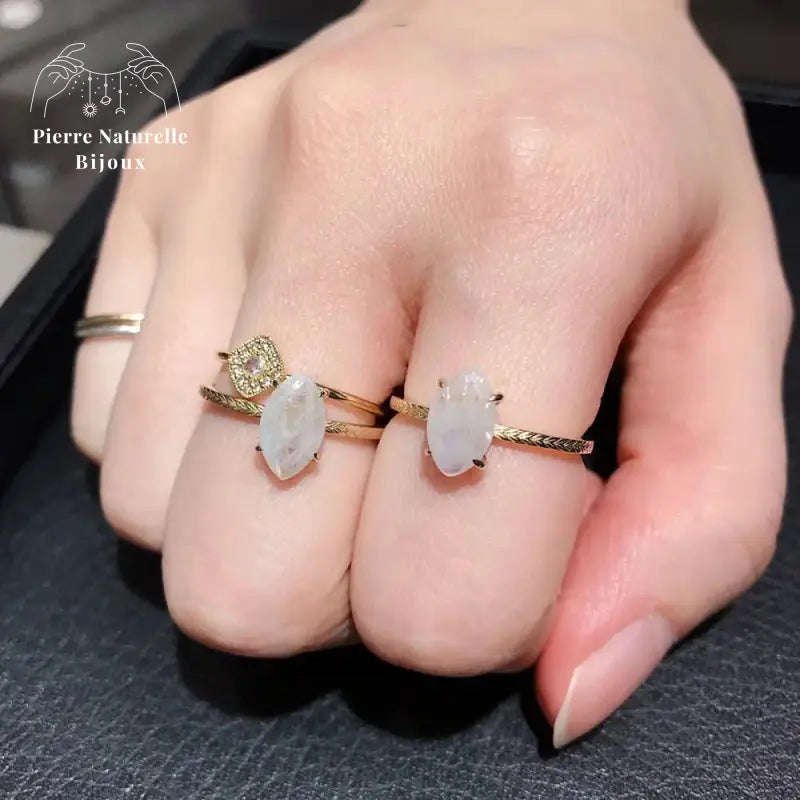 Bague en Pierre de lune | Bagues | pierre naturelle bijoux