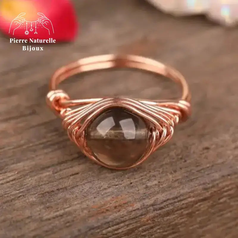 Bague "Perception" en quartz fumé