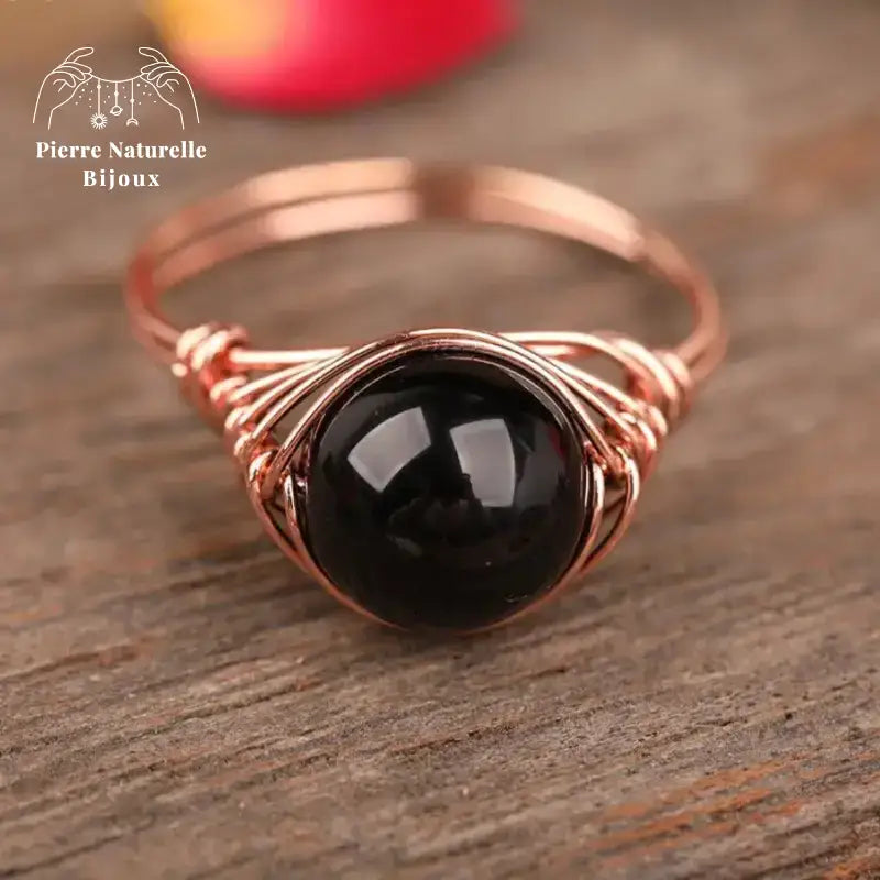 Bague "Perception" en agate noire
