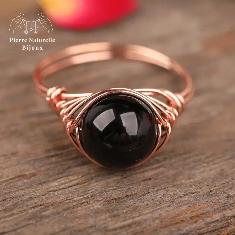 Bague "Perception" en agate noire