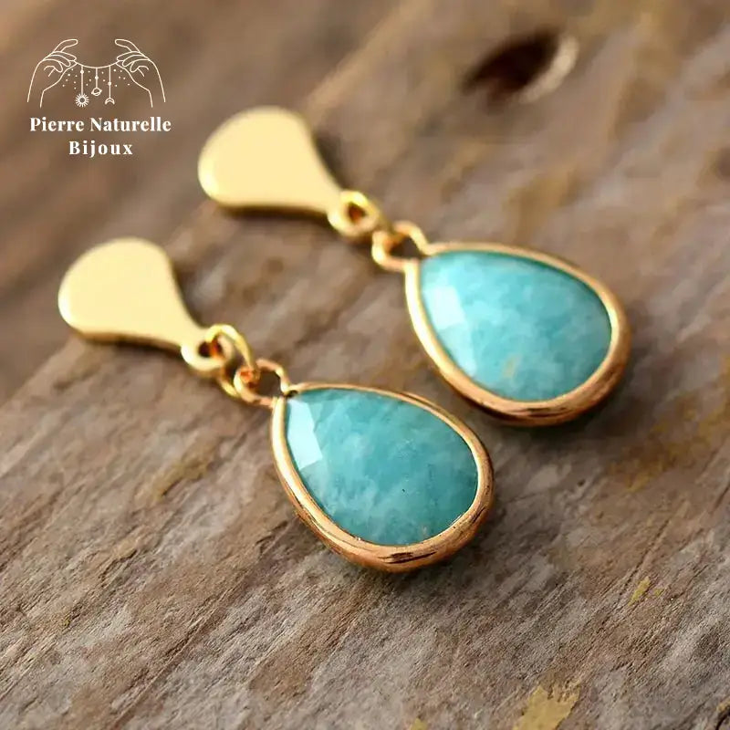 Boucles d'oreilles en Amazonite | Boucles d'Oreilles | pierre naturelle bijoux
