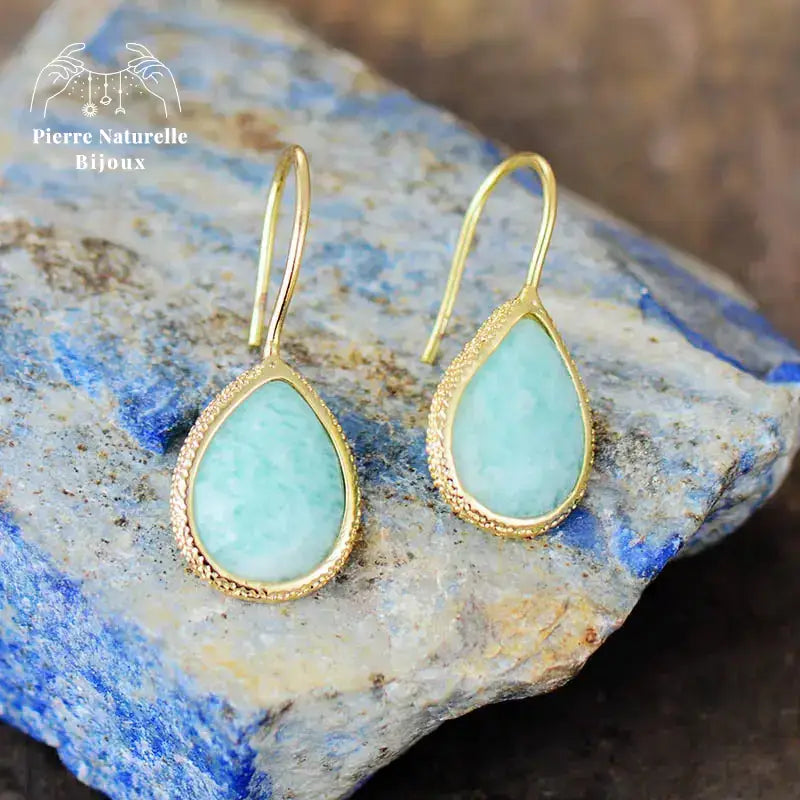 Boucles d'oreilles "Convalescence" en Amazonite | Boucles d'Oreilles | pierre naturelle bijoux