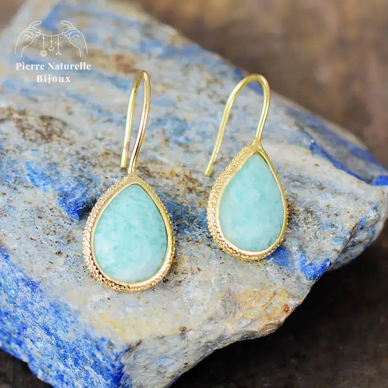 Boucles d'oreilles "Convalescence" en Amazonite | Boucles d'Oreilles | pierre naturelle bijoux
