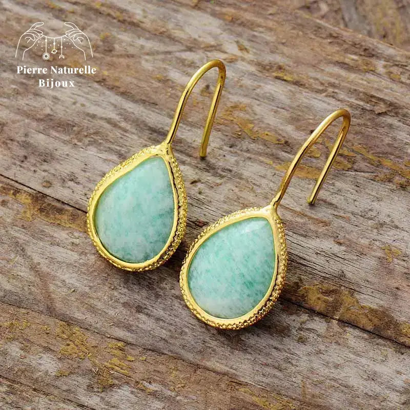 Boucles d'oreilles "Convalescence" en Amazonite | Boucles d'Oreilles | pierre naturelle bijoux