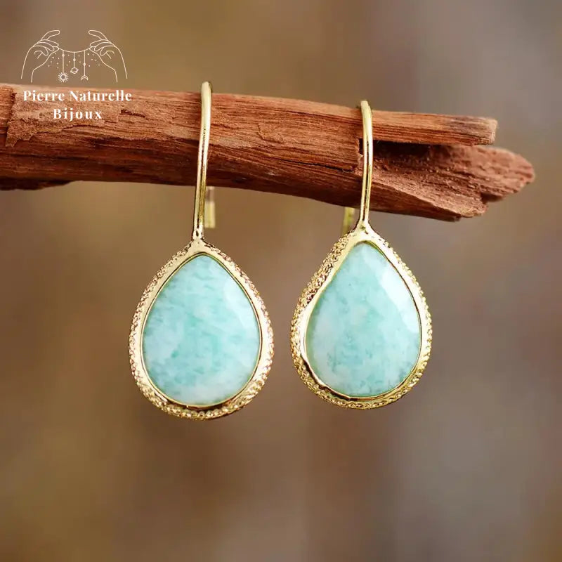 Boucles d'oreilles "Convalescence" en Amazonite | Boucles d'Oreilles | pierre naturelle bijoux