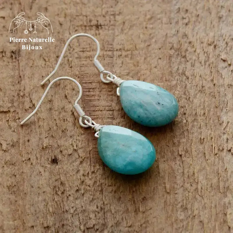 Boucles d'oreilles "Désir" en Amazonite | Boucles d'Oreilles | pierre naturelle bijoux