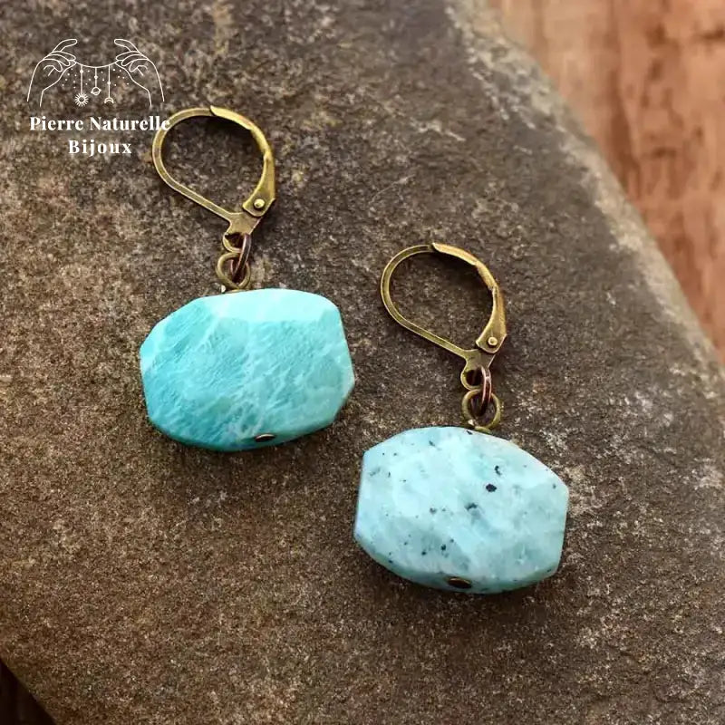 Boucles d'oreilles "Eloquence" en Amazonite | Boucles d'Oreilles | pierre naturelle bijoux