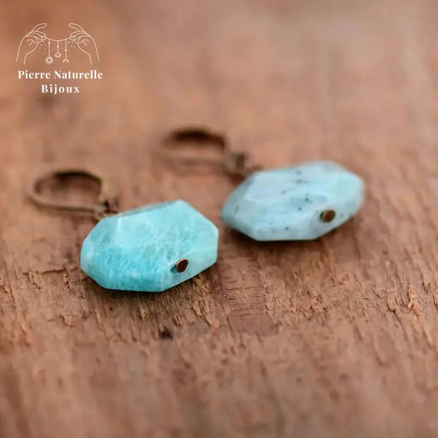 Boucles d'oreilles "Eloquence" en Amazonite | Boucles d'Oreilles | pierre naturelle bijoux