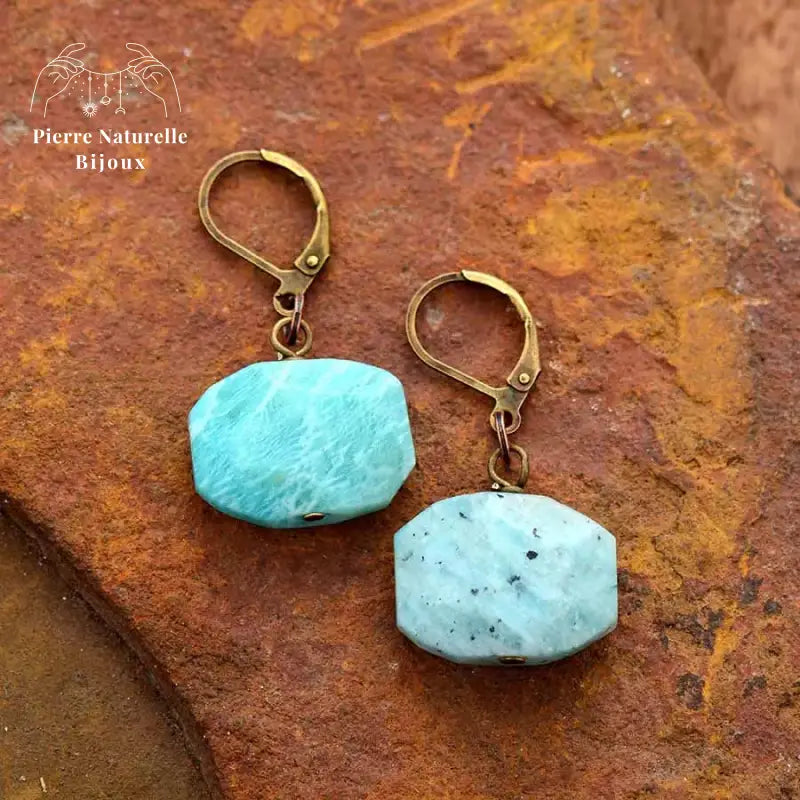 Boucles d'oreilles "Eloquence" en Amazonite | Boucles d'Oreilles | pierre naturelle bijoux