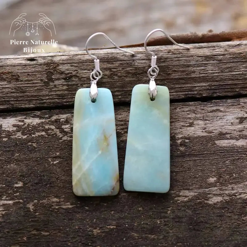 Boucles d'oreilles "Évidence" en Amazonite | Boucles d'Oreilles | pierre naturelle bijoux