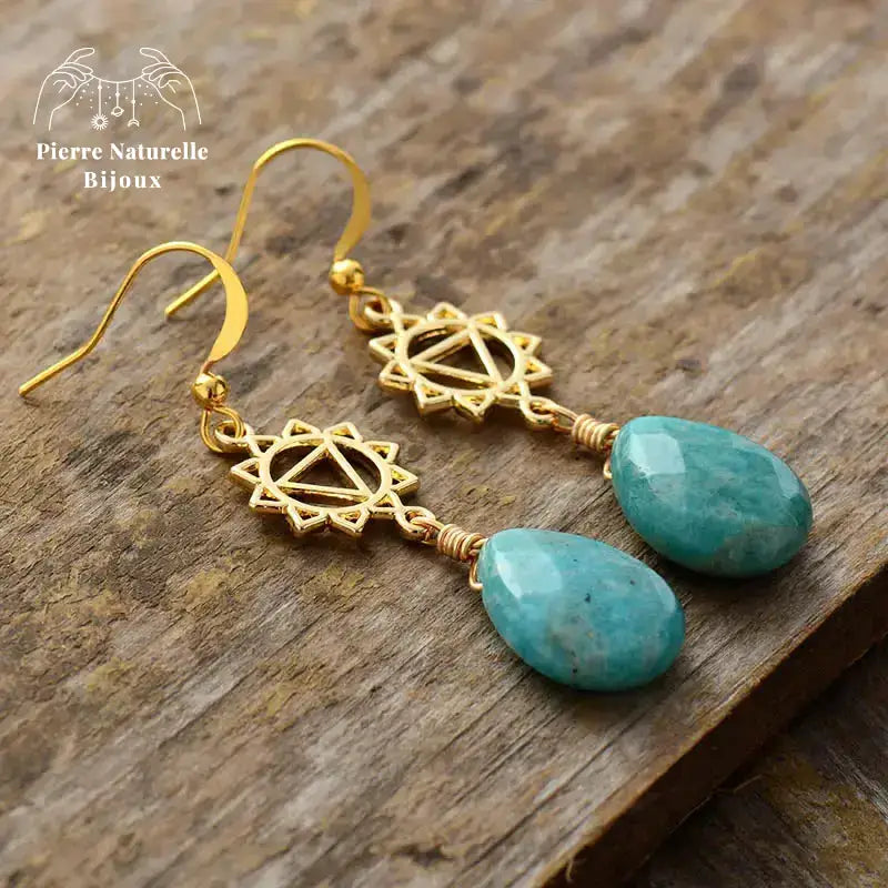 Boucles d'oreilles "Manipura" en Amazonite | Boucles d'Oreilles | pierre naturelle bijoux