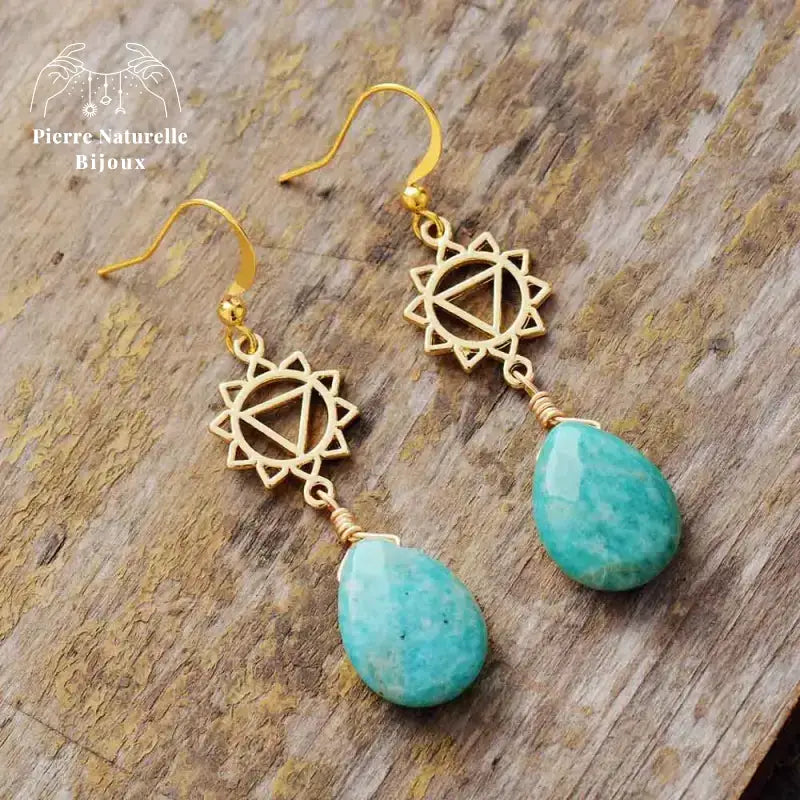 Boucles d'oreilles "Manipura" en Amazonite | Boucles d'Oreilles | pierre naturelle bijoux