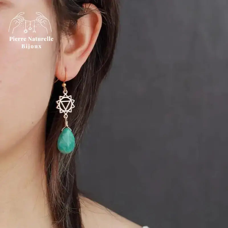 Boucles d'oreilles "Manipura" en Amazonite | Boucles d'Oreilles | pierre naturelle bijoux