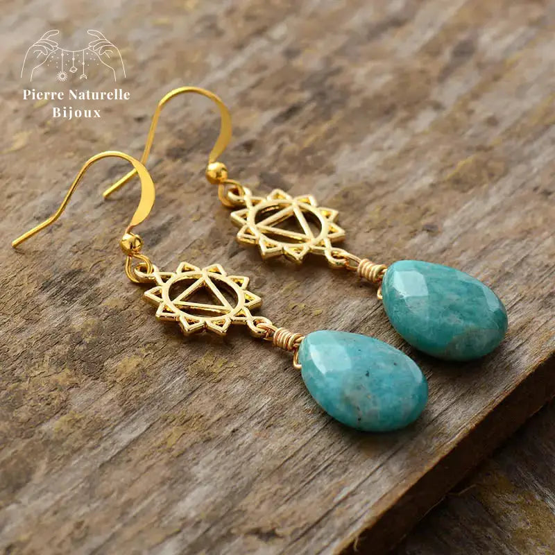 Boucles d'oreilles "Manipura" en Amazonite | Boucles d'Oreilles | pierre naturelle bijoux