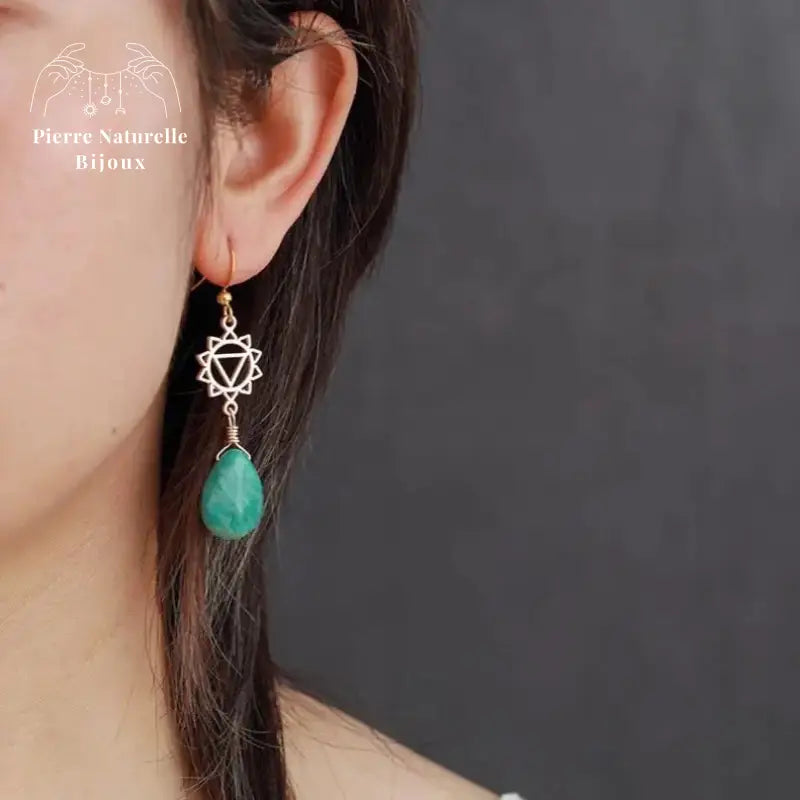 Boucles d'oreilles "Manipura" en Amazonite | Boucles d'Oreilles | pierre naturelle bijoux