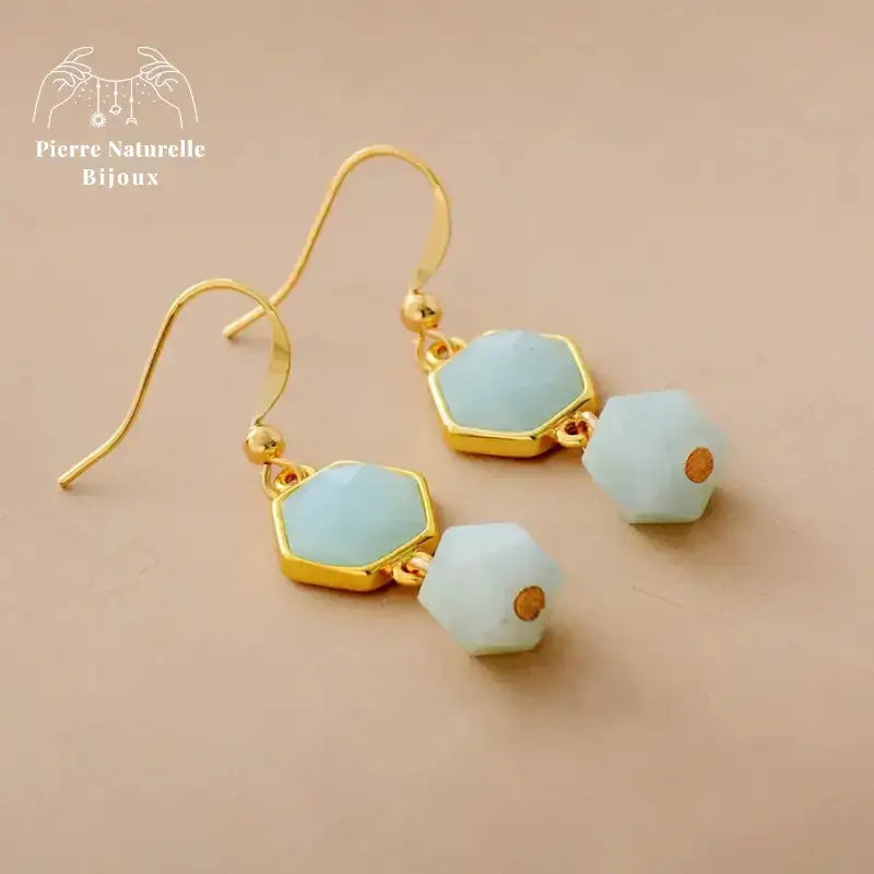 Boucles d'oreilles "Prospérité" en Amazonite | Boucles d'Oreilles | pierre naturelle bijoux