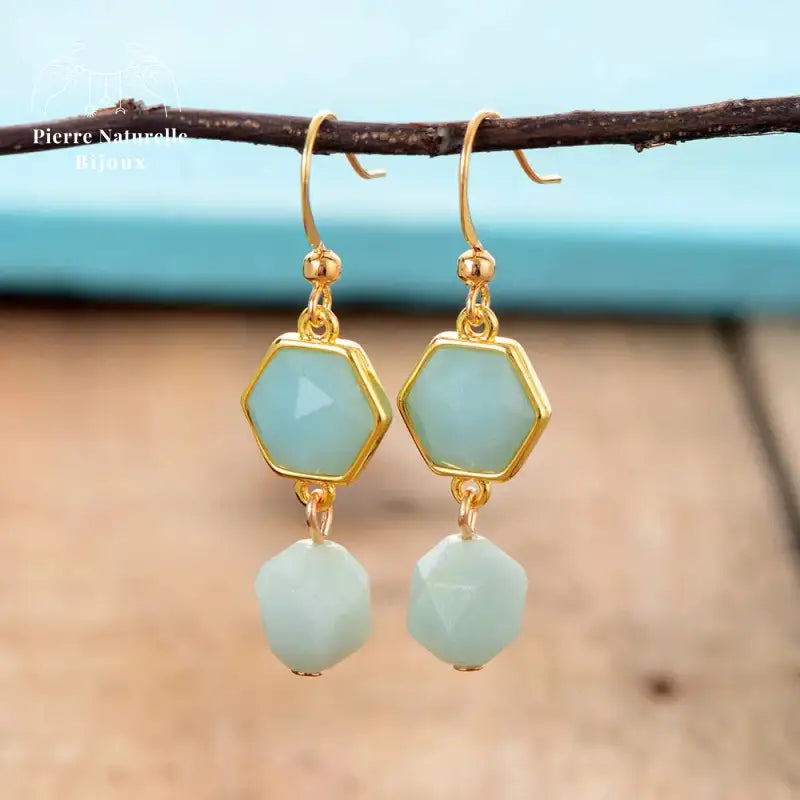 Boucles d'oreilles "Prospérité" en Amazonite | Boucles d'Oreilles | pierre naturelle bijoux