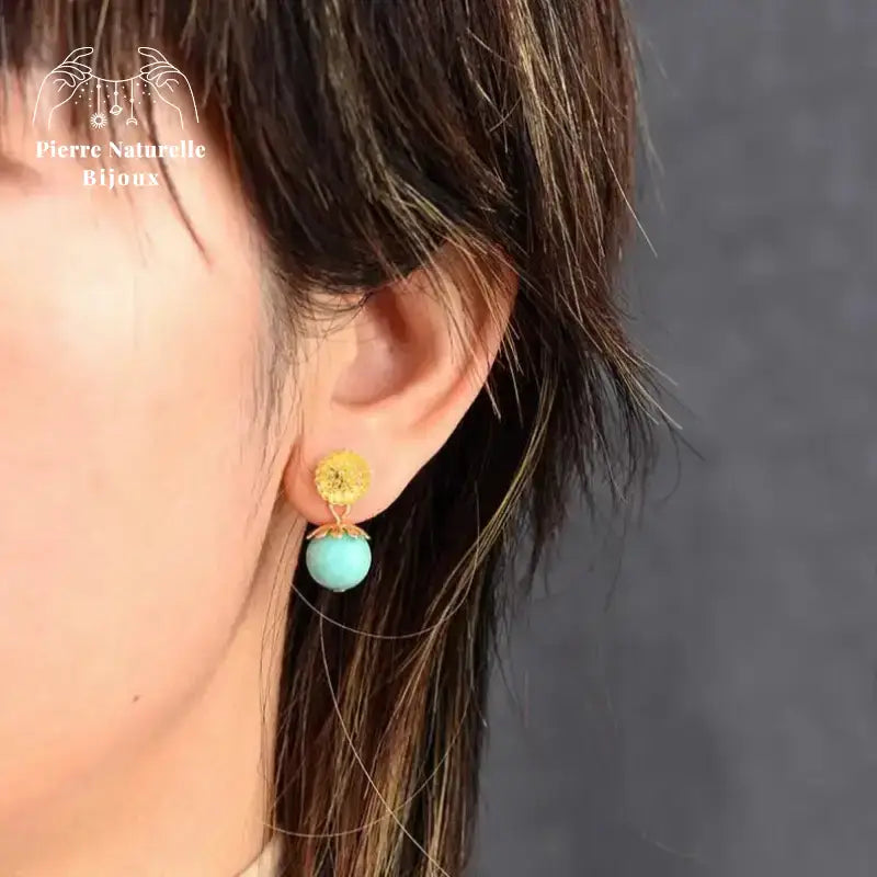 Boucles d'oreilles "Tiamat" en Amazonite | Boucles d'Oreilles | pierre naturelle bijoux