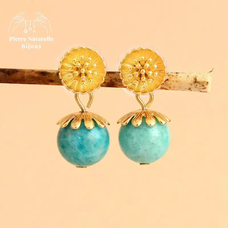 Boucles d'oreilles "Tiamat" en Amazonite | Boucles d'Oreilles | pierre naturelle bijoux