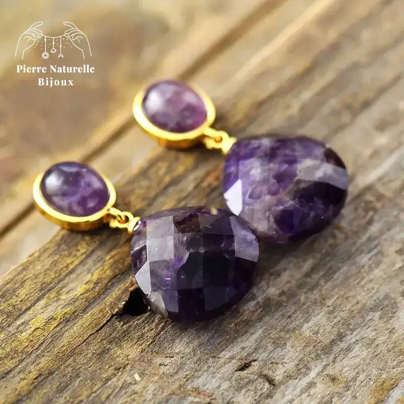 Boucles d'oreilles "Dionysos" en Améthyste | Boucles d'Oreilles | pierre naturelle bijoux