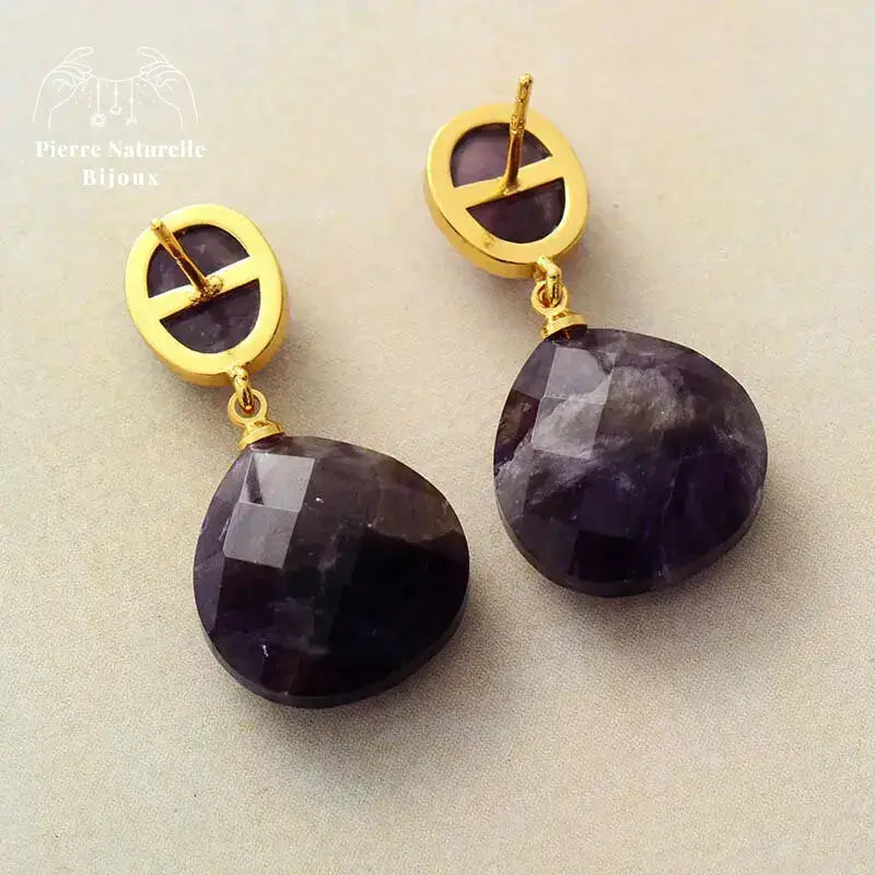 Boucles d'oreilles "Dionysos" en Améthyste | Boucles d'Oreilles | pierre naturelle bijoux