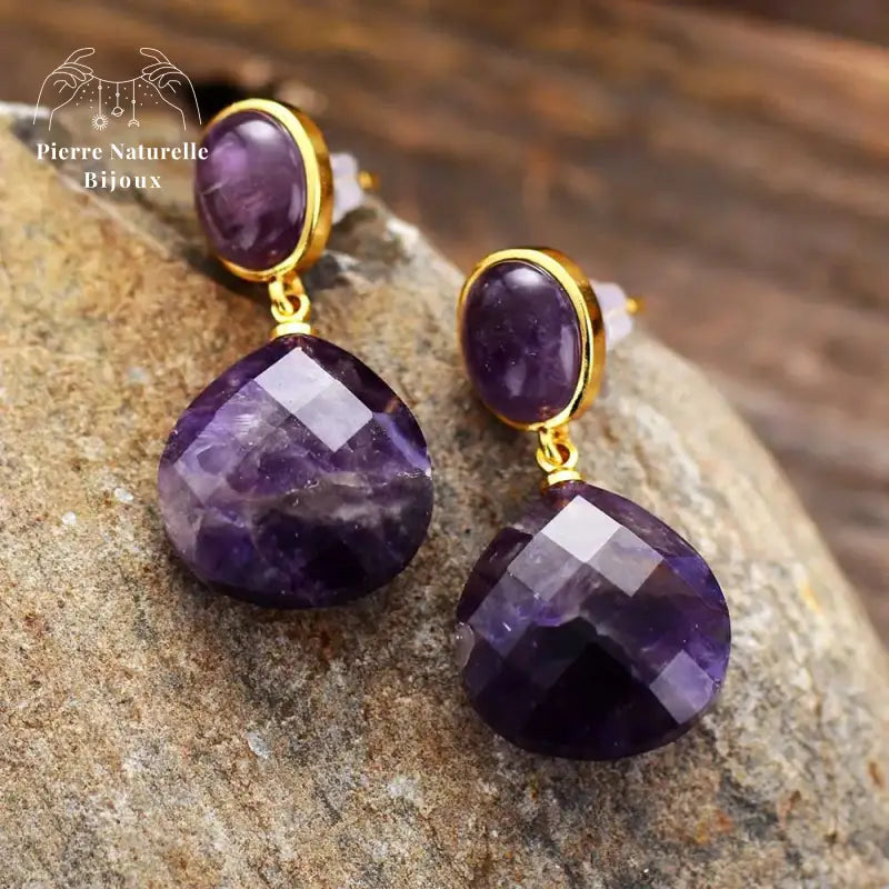 Boucles d'oreilles "Dionysos" en Améthyste | Boucles d'Oreilles | pierre naturelle bijoux