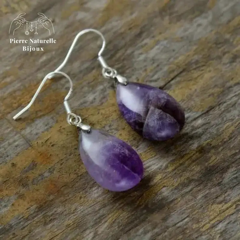 Boucles d'oreilles "Élévation" en Améthyste | Boucles d'Oreilles | pierre naturelle bijoux