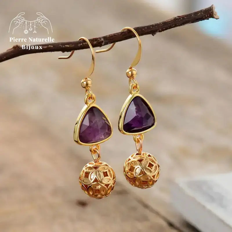 Boucles d'oreilles "Intuition" en Améthyste | Boucles d'Oreilles | pierre naturelle bijoux