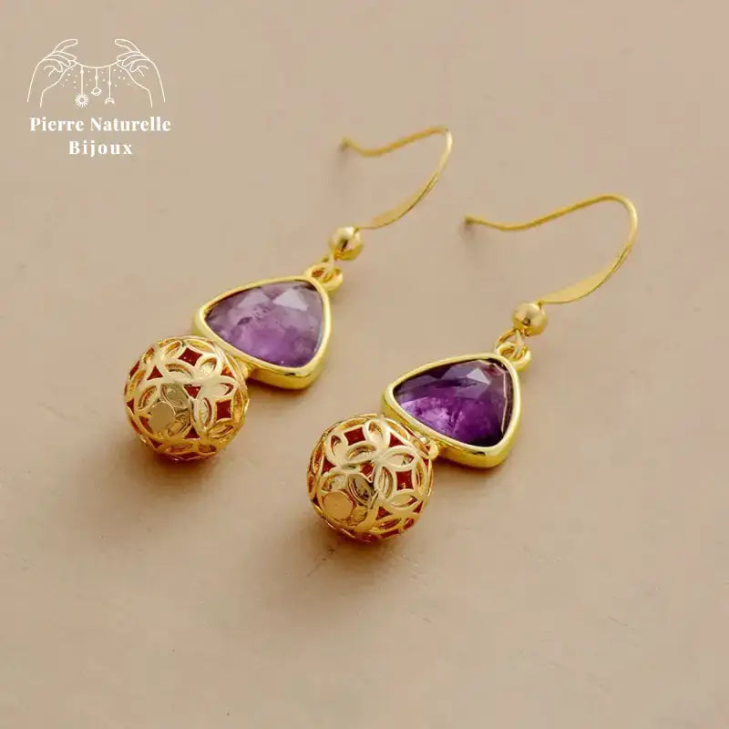 Boucles d'oreilles "Intuition" en Améthyste | Boucles d'Oreilles | pierre naturelle bijoux