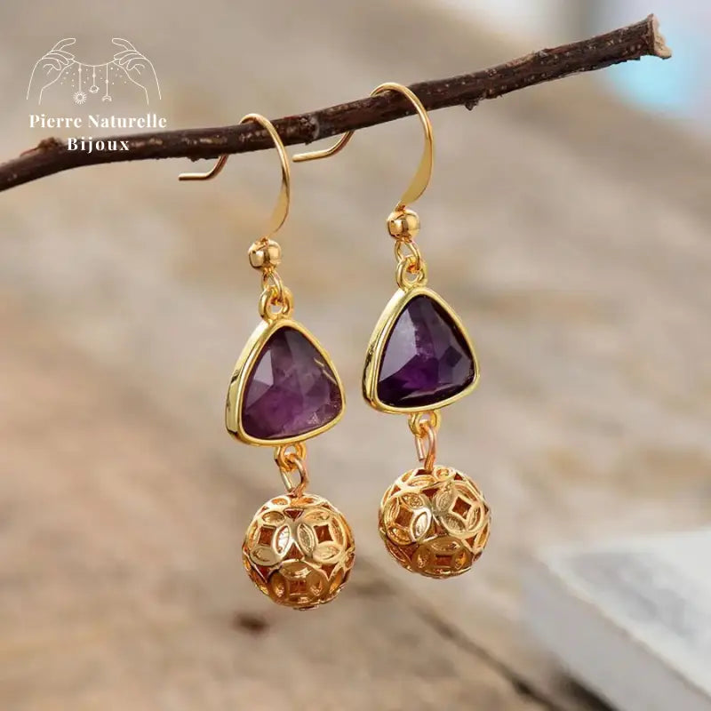 Boucles d'oreilles "Intuition" en Améthyste | Boucles d'Oreilles | pierre naturelle bijoux