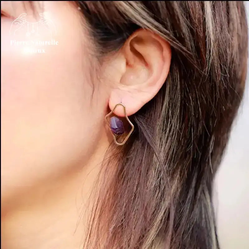 Boucles d'oreilles "Junon" en Améthyste | Boucles d'Oreilles | pierre naturelle bijoux