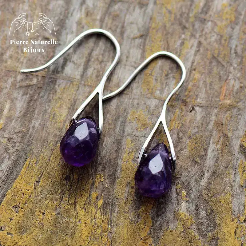 Boucles d'oreilles "Préservation" en Améthyste | Boucles d'Oreilles | pierre naturelle bijoux