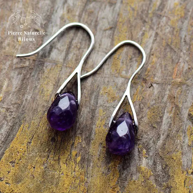 Boucles d'oreilles "Préservation" en Améthyste | Boucles d'Oreilles | pierre naturelle bijoux