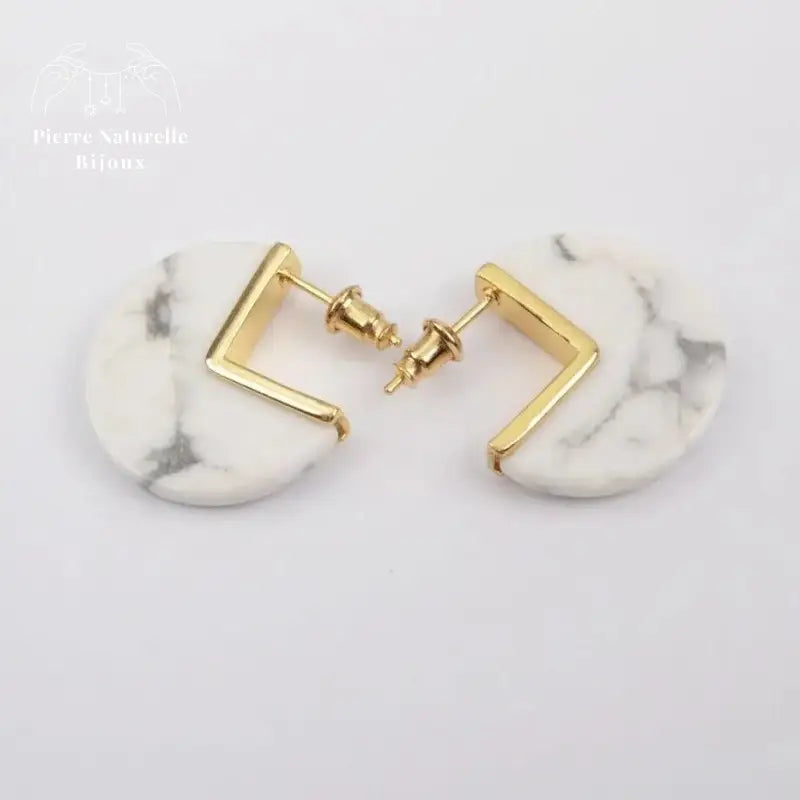 Boucles d'oreilles en Howlite | Boucles d'Oreilles | pierre naturelle bijoux