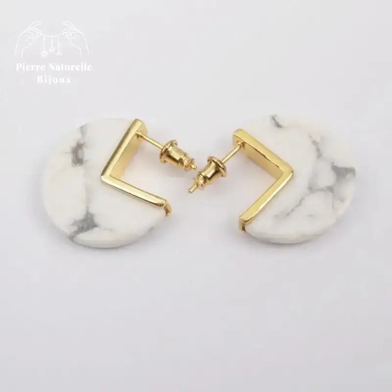 Boucles d'oreilles en Howlite | Boucles d'Oreilles | pierre naturelle bijoux
