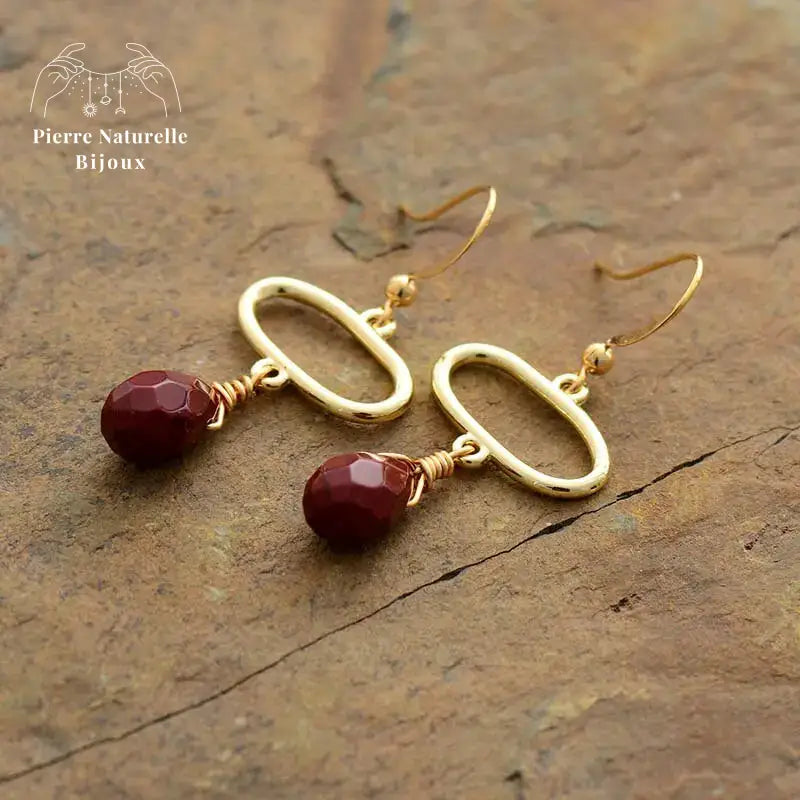 Boucles d'oreilles "Isis" en Jaspe rouge | Boucles d'Oreilles | pierre naturelle bijoux