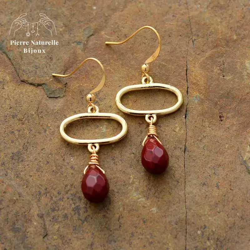 Boucles d'oreilles "Isis" en Jaspe rouge | Boucles d'Oreilles | pierre naturelle bijoux