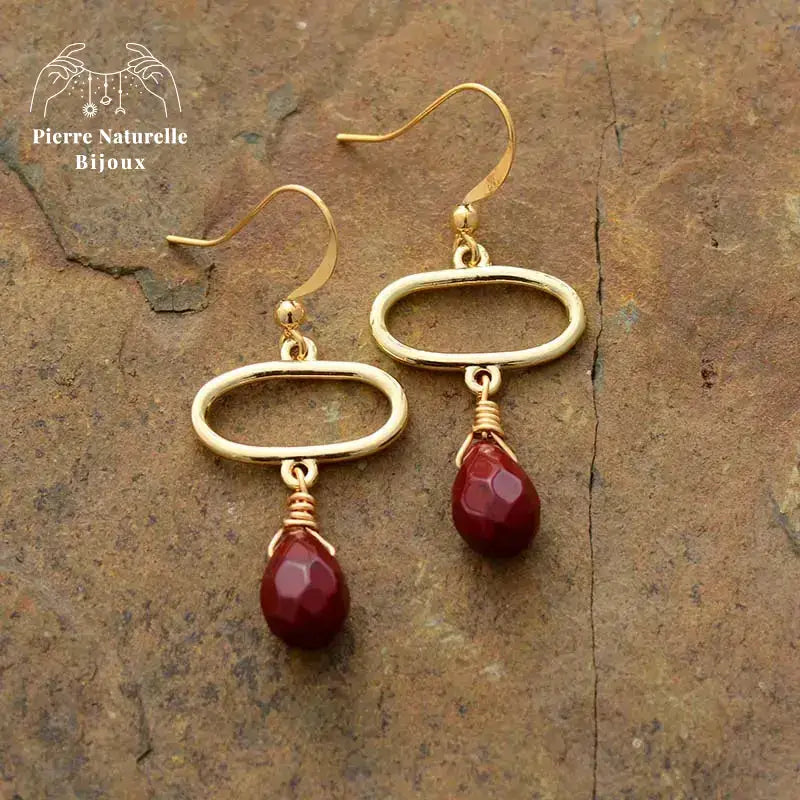 Boucles d'oreilles "Isis" en Jaspe rouge | Boucles d'Oreilles | pierre naturelle bijoux
