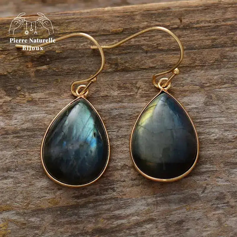Boucles d'oreilles en Labradorite | Boucles d'Oreilles | pierre naturelle bijoux