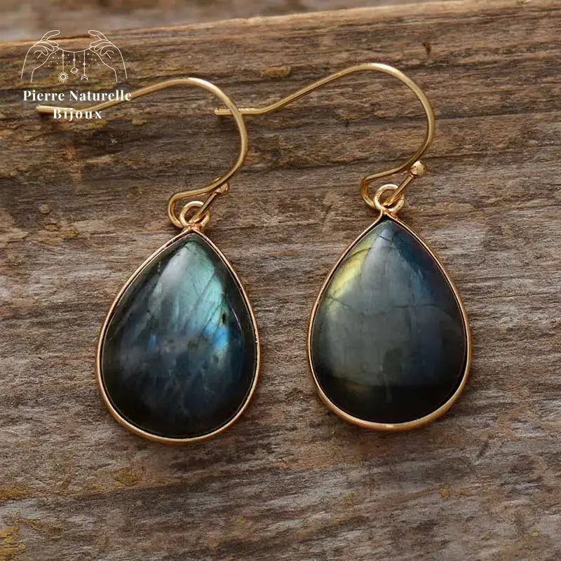 Boucles d'oreilles en Labradorite | Boucles d'Oreilles | pierre naturelle bijoux