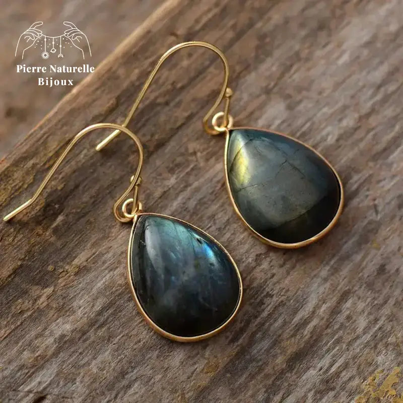Boucles d'oreilles en Labradorite | Boucles d'Oreilles | pierre naturelle bijoux