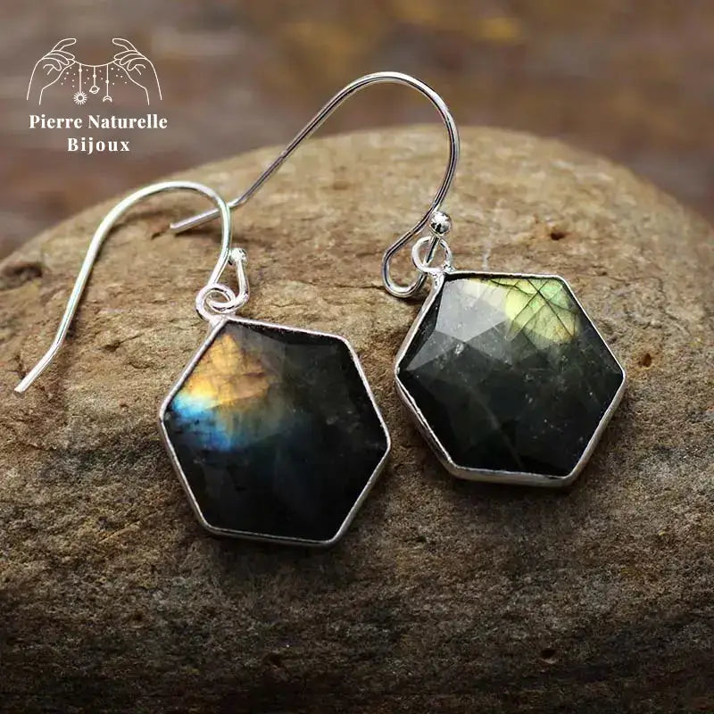 Boucles d'oreilles en Labradorite
